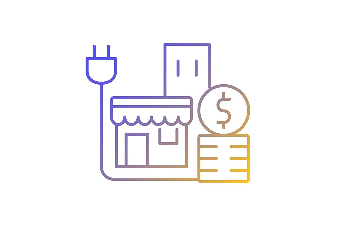 Energy purchase linear icons set