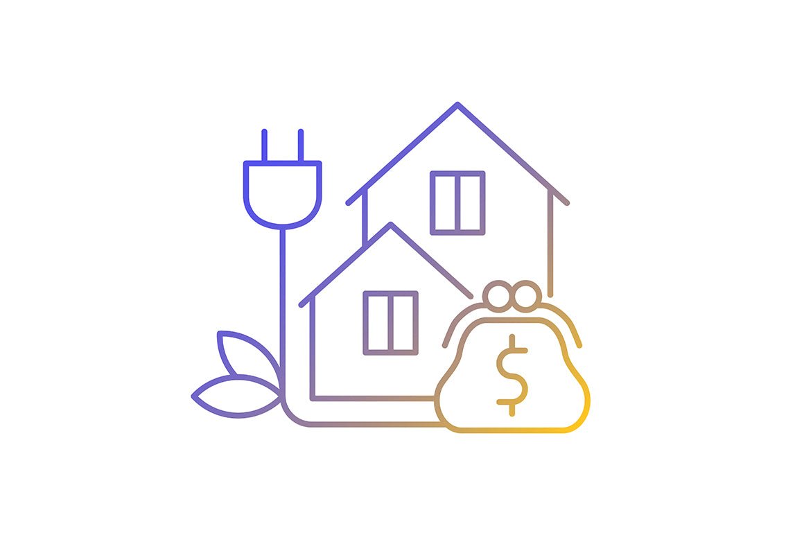 Energy purchase linear icons set