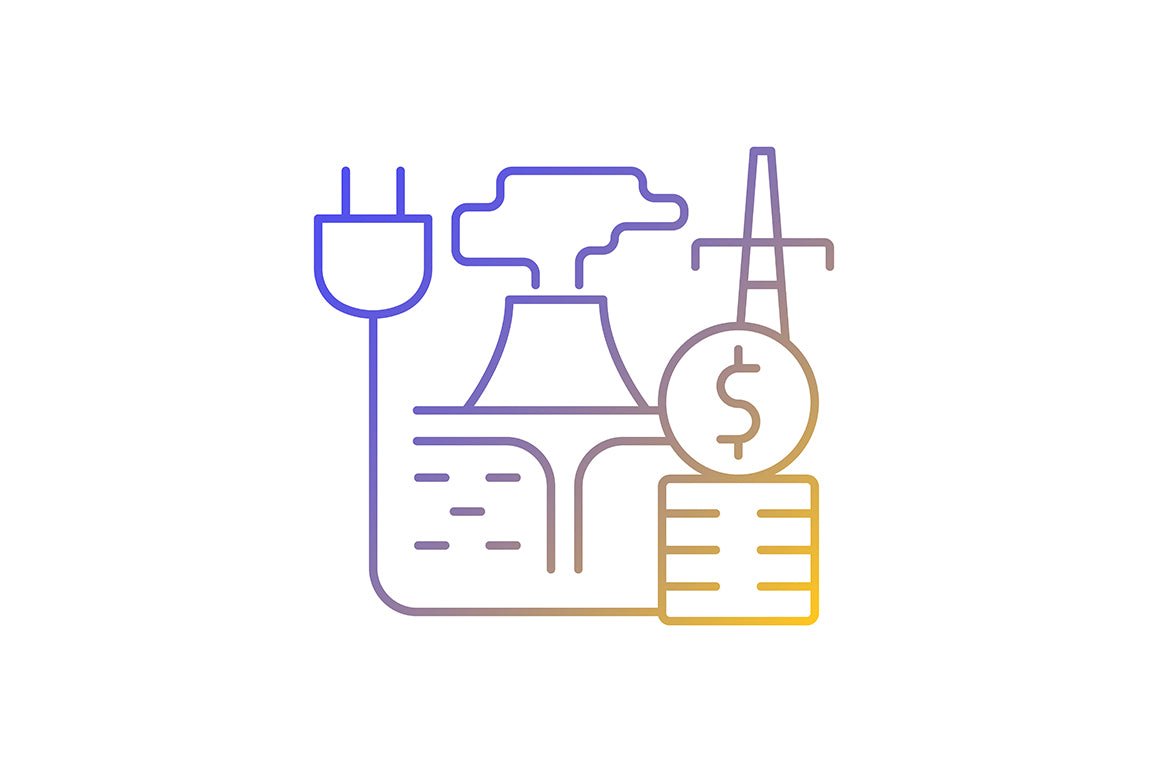 Energy purchase linear icons set