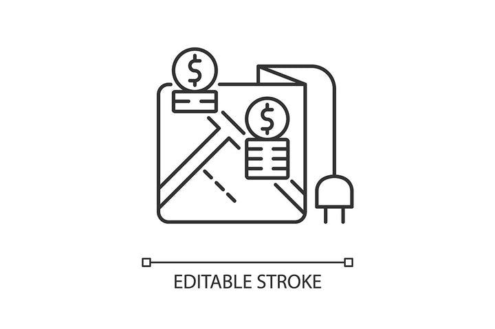 Energy purchase linear icons set for dark and light mode