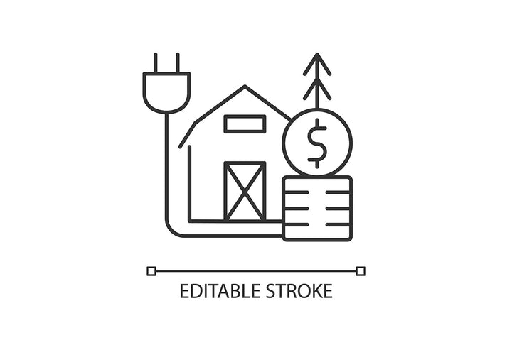 Energy purchase linear icons set for dark and light mode