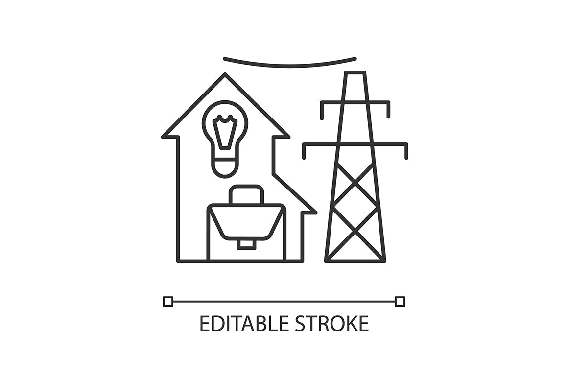 Energy purchase linear icons set for dark and light mode