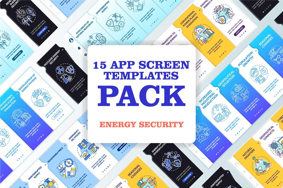 Energy secure factors onboarding vector template bundle