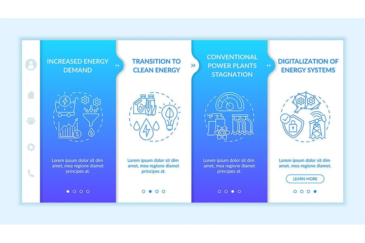 Energy secure factors onboarding vector template bundle