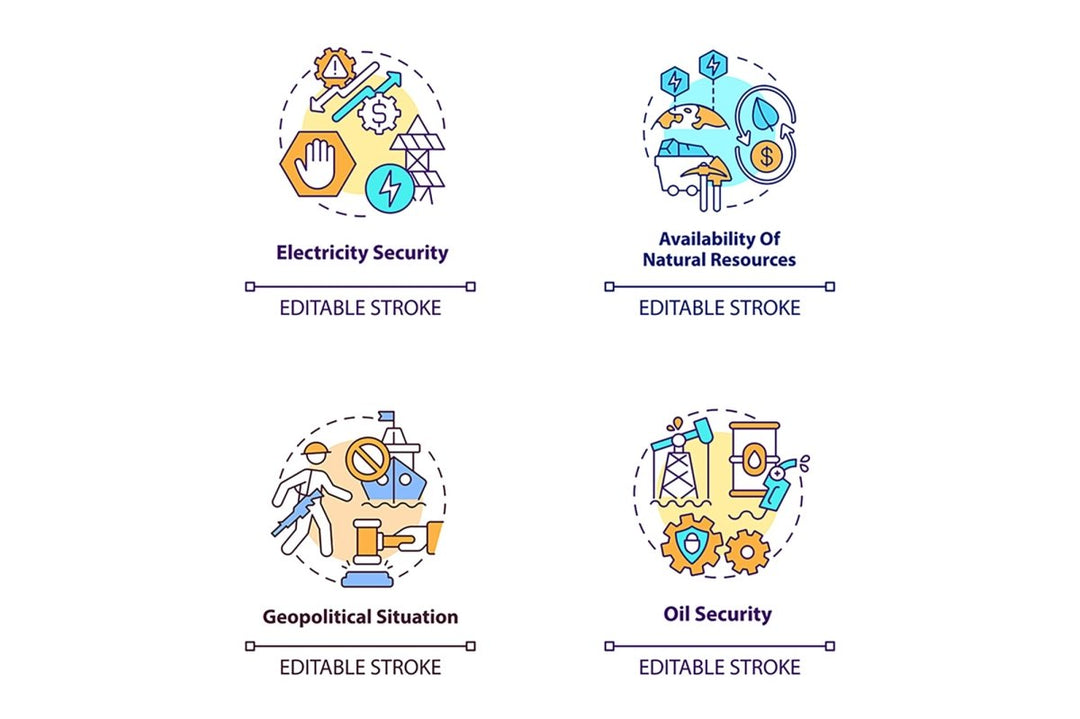 Energy security concept icons bundle