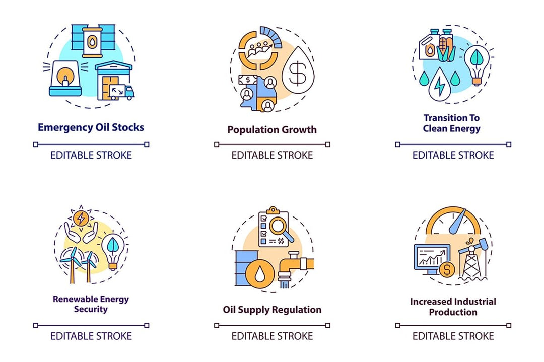 Energy security concept icons bundle