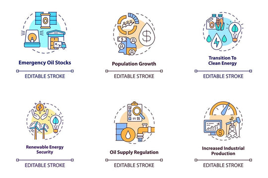 Energy security concept icons bundle