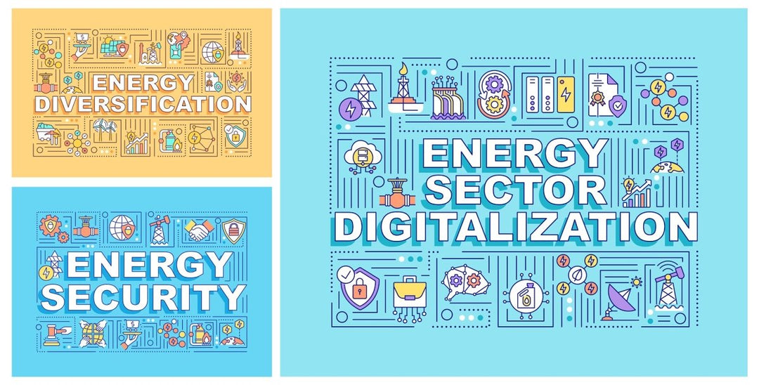 Energy security word concepts banner set