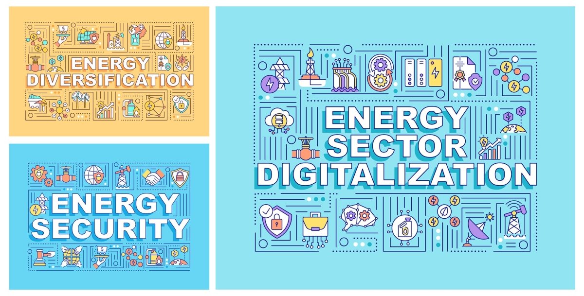 Energy security word concepts banner set