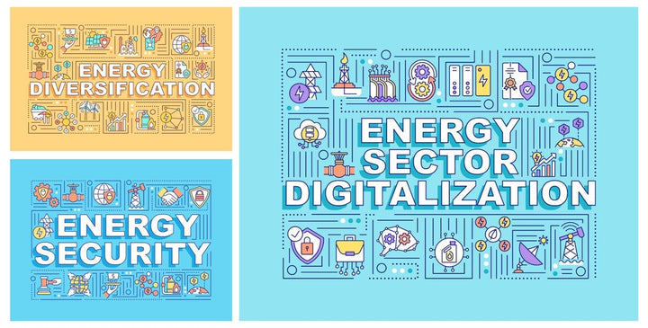 Energy security word concepts banner set