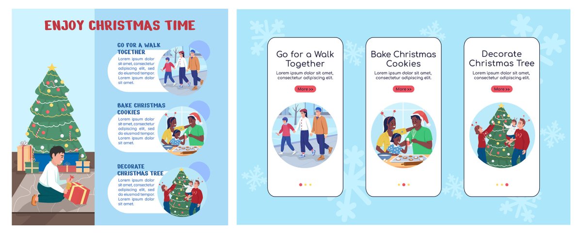 Enjoy Christmas time color vector templates