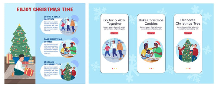 Enjoy Christmas time color vector templates