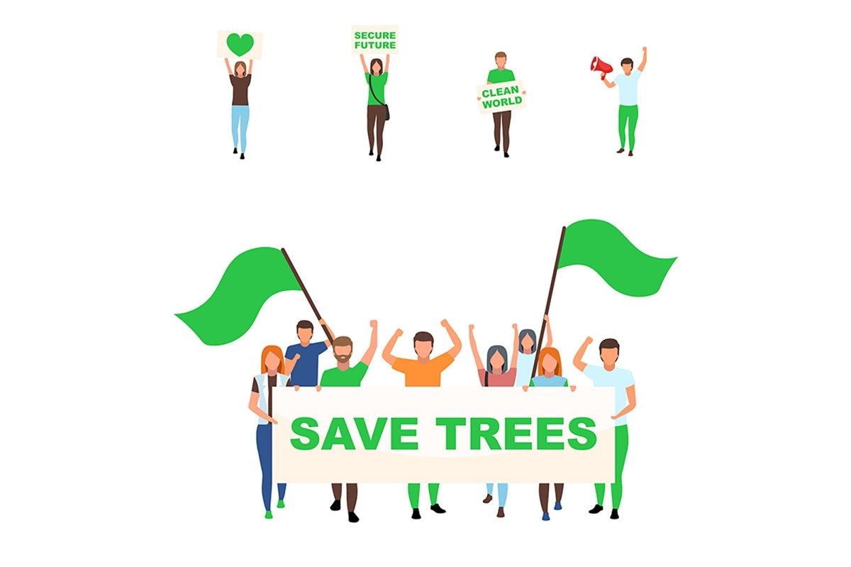 Environmental movement flat concept vector illustrations set