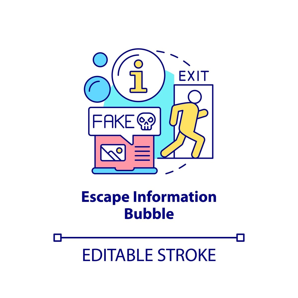 Escape information bubble concept icon