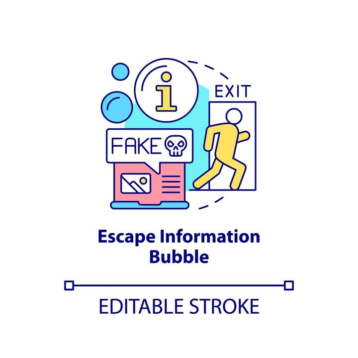 Escape information bubble concept icon
