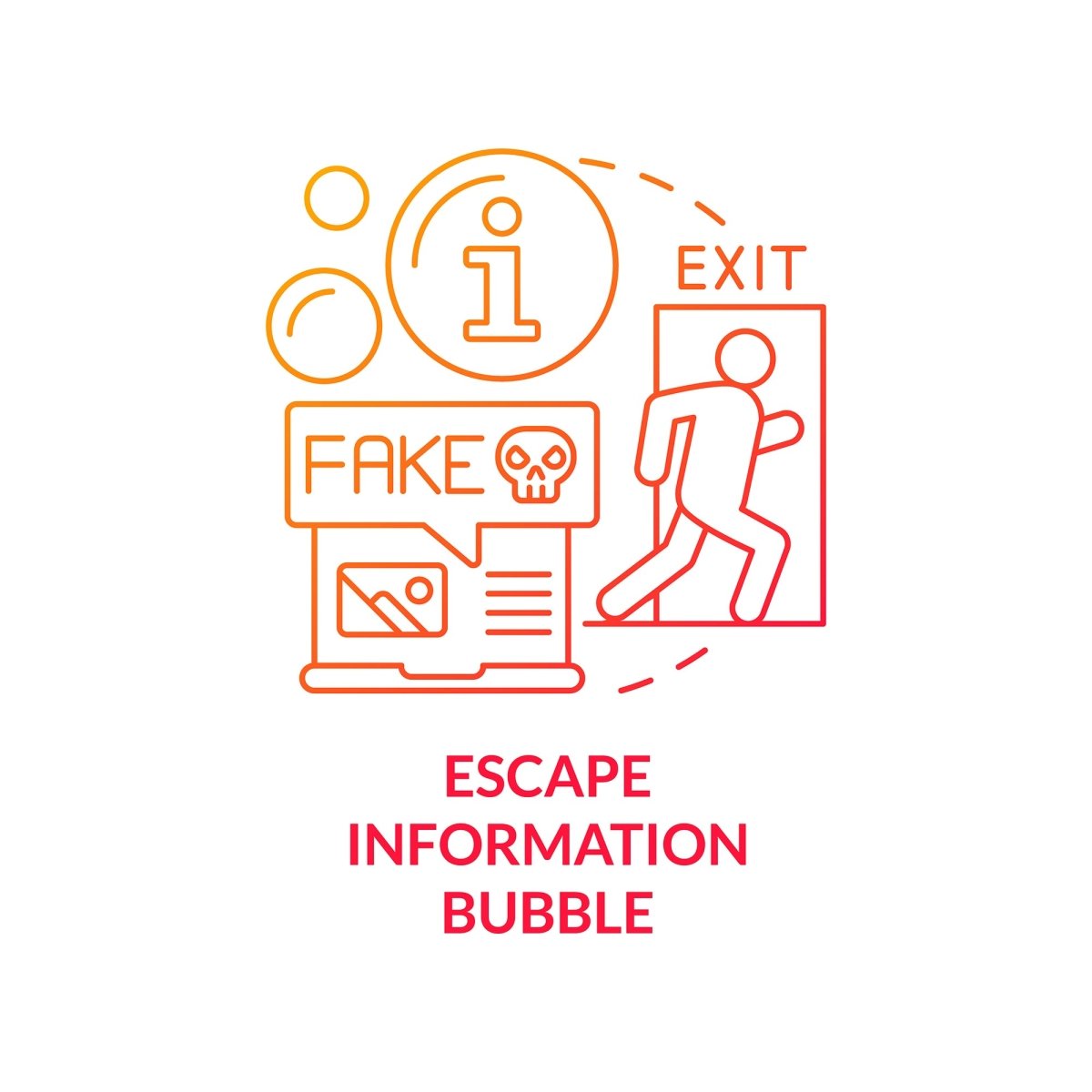 Escape information bubble red gradient concept icon