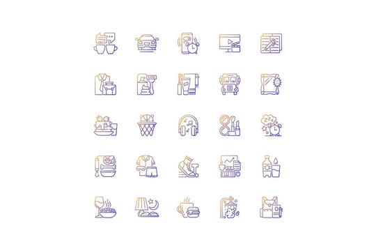 Everyday routine gradient linear vector icons set