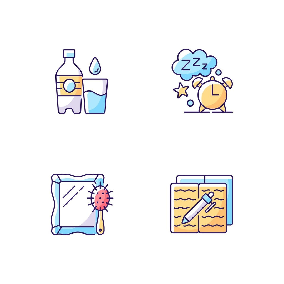 Everyday routine RGB color icons set