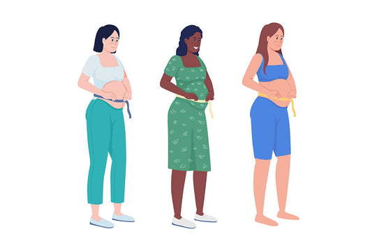 Expecting mom semi flat color vector character set