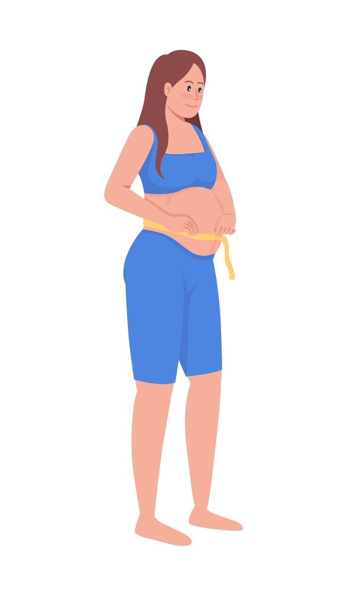 Expecting mom semi flat color vector character set