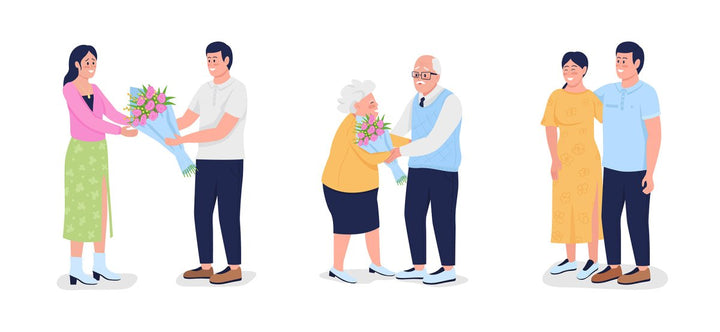 Expressing love color vector characters bundle