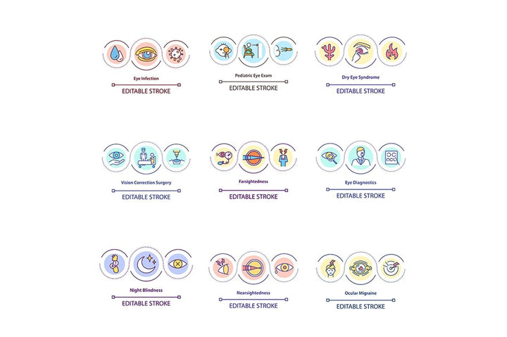 Eye health concept icon bundle
