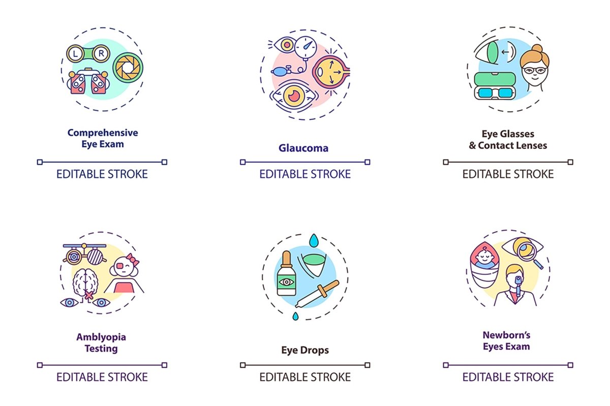 Eye health concept icons bundle