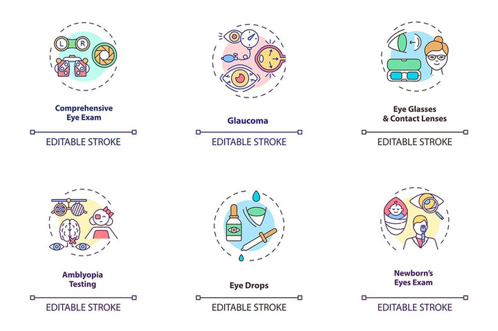 Eye health concept icons bundle