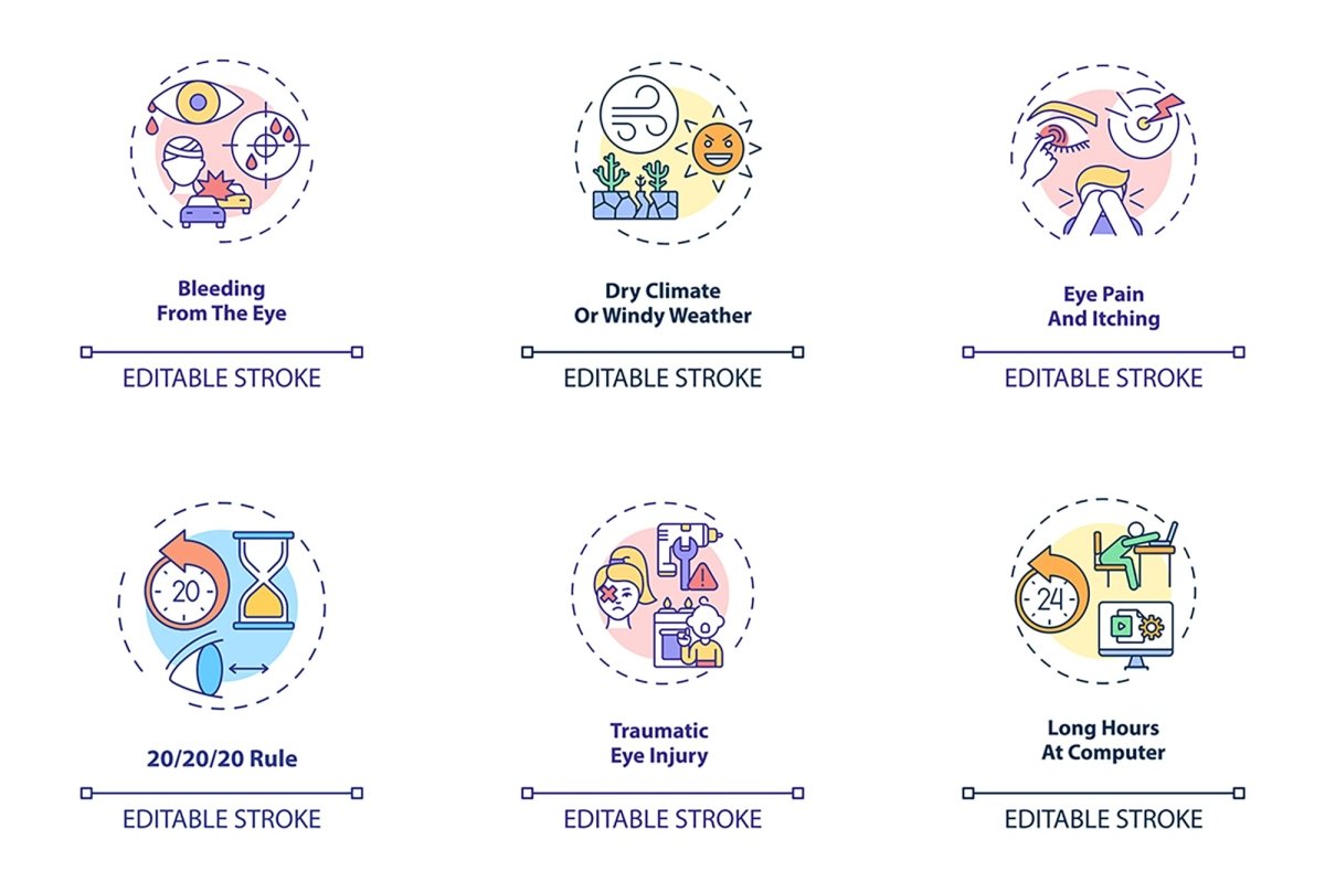 Eye health concept icons bundle