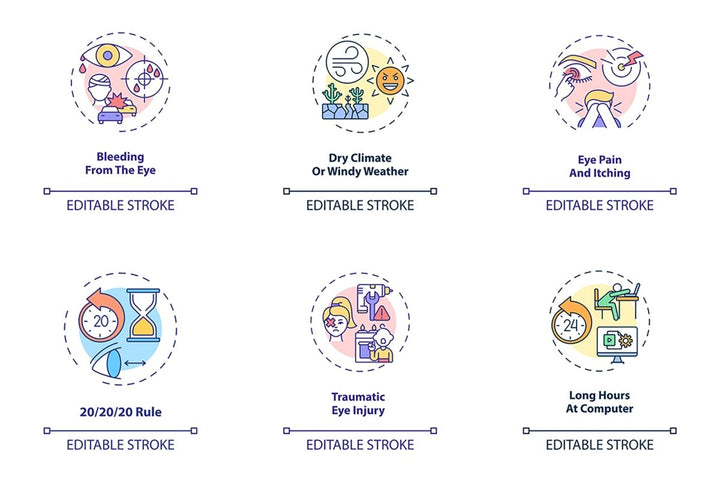 Eye health concept icons bundle