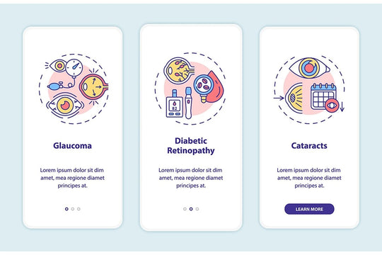 Eye health onboarding mobile app page set