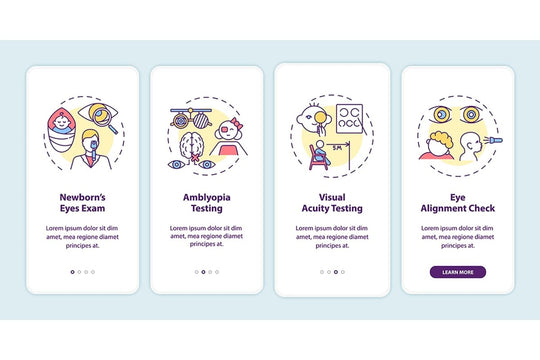 Eye health onboarding mobile app page set