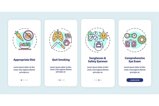 Eye health onboarding mobile app page set