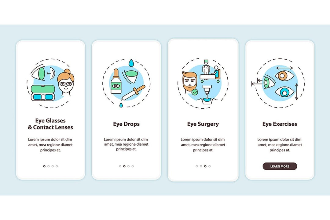 Eye health onboarding mobile app page set