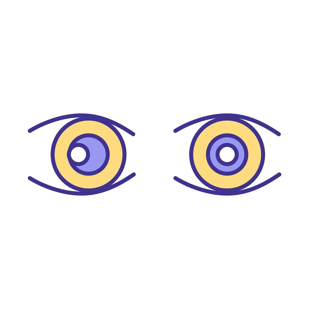 Eye health RGB color icons set