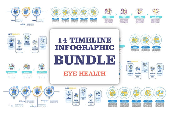 Eye health tips vector infographic template set