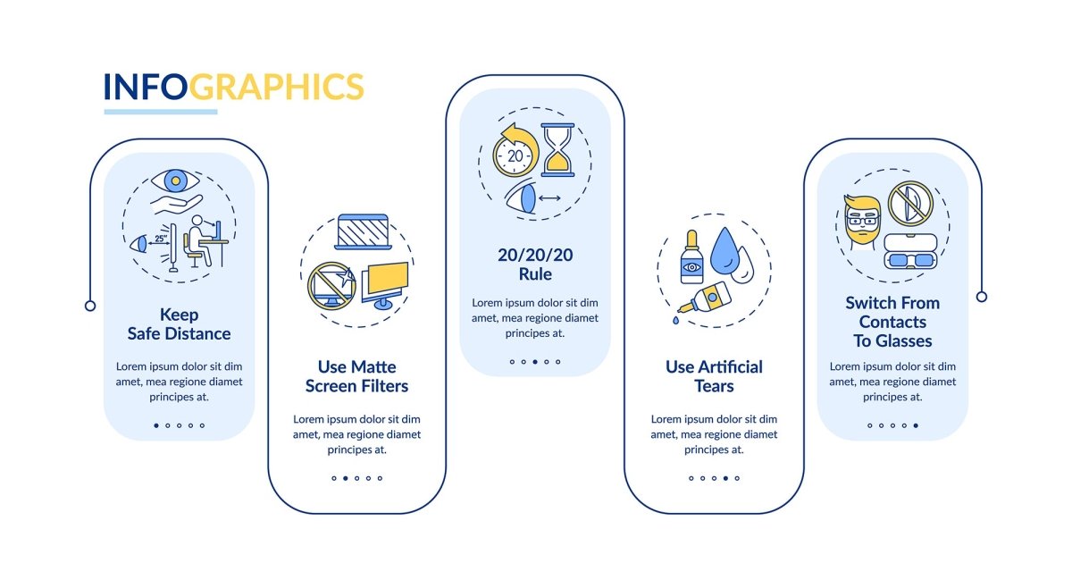 Eye health tips vector infographic template set