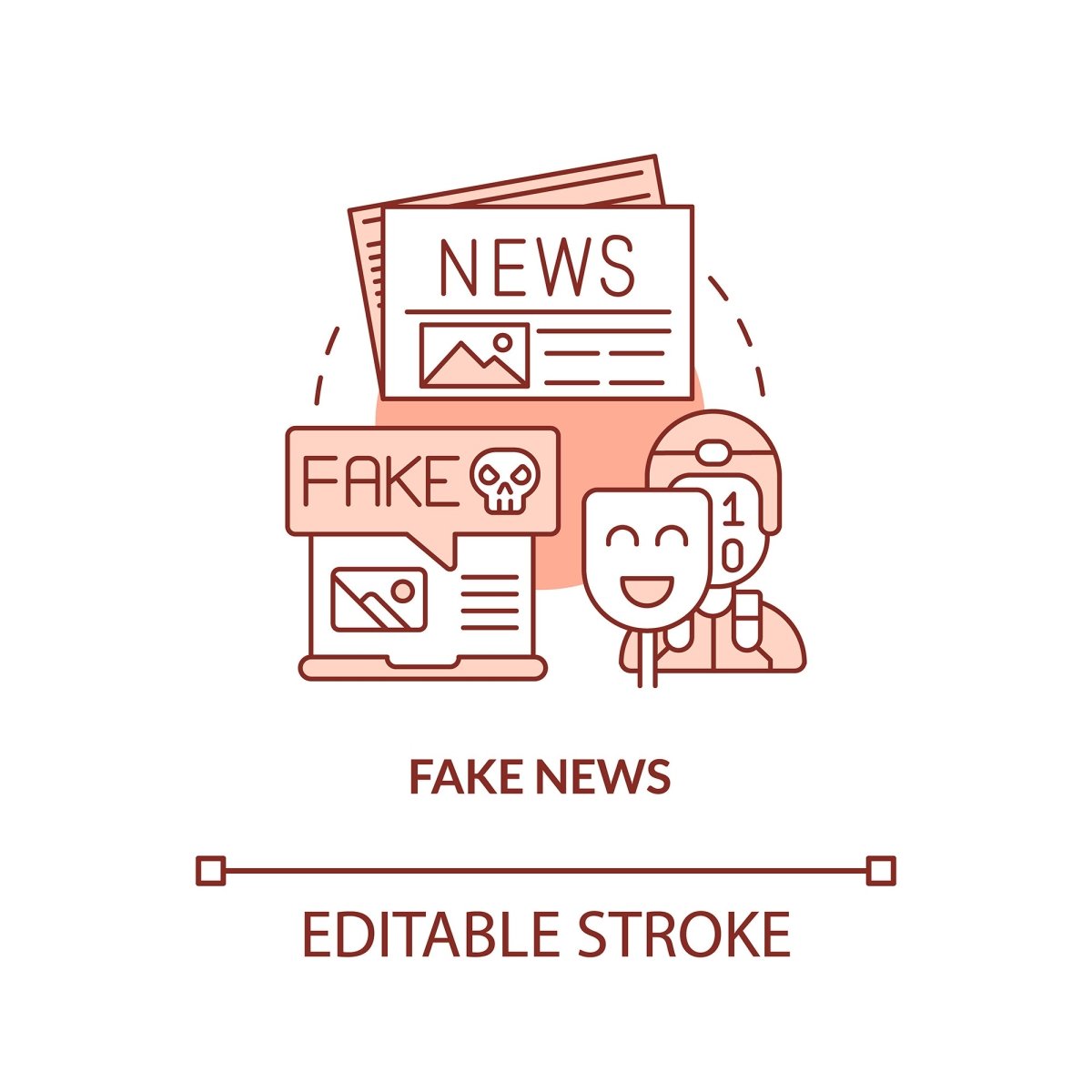 Fake news red concept icon