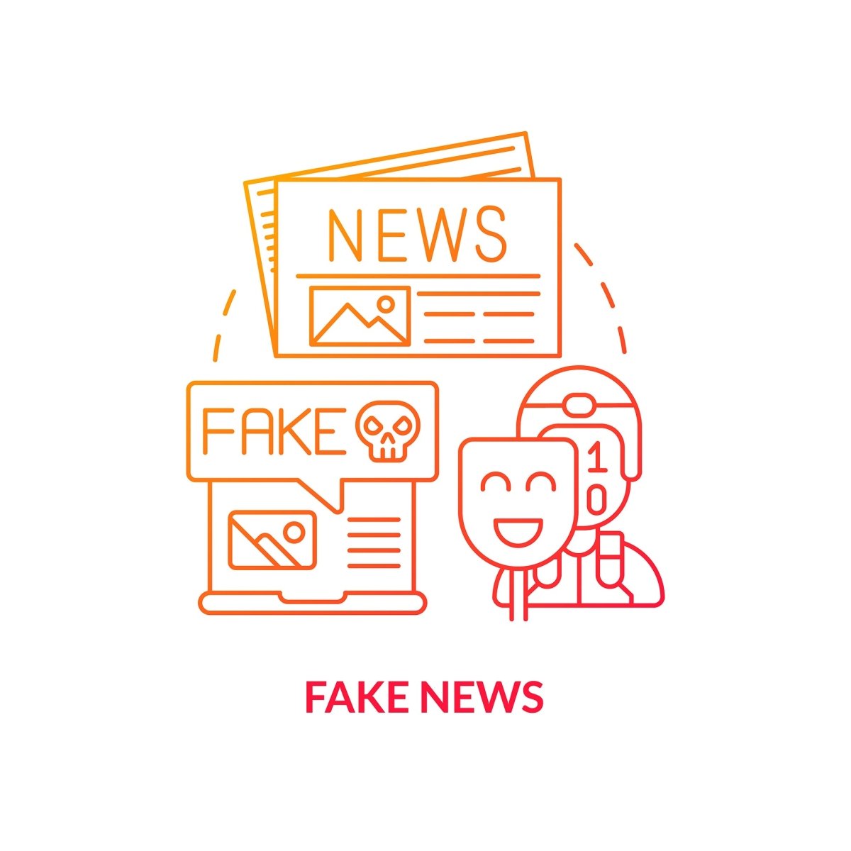 Fake news red gradient concept icon