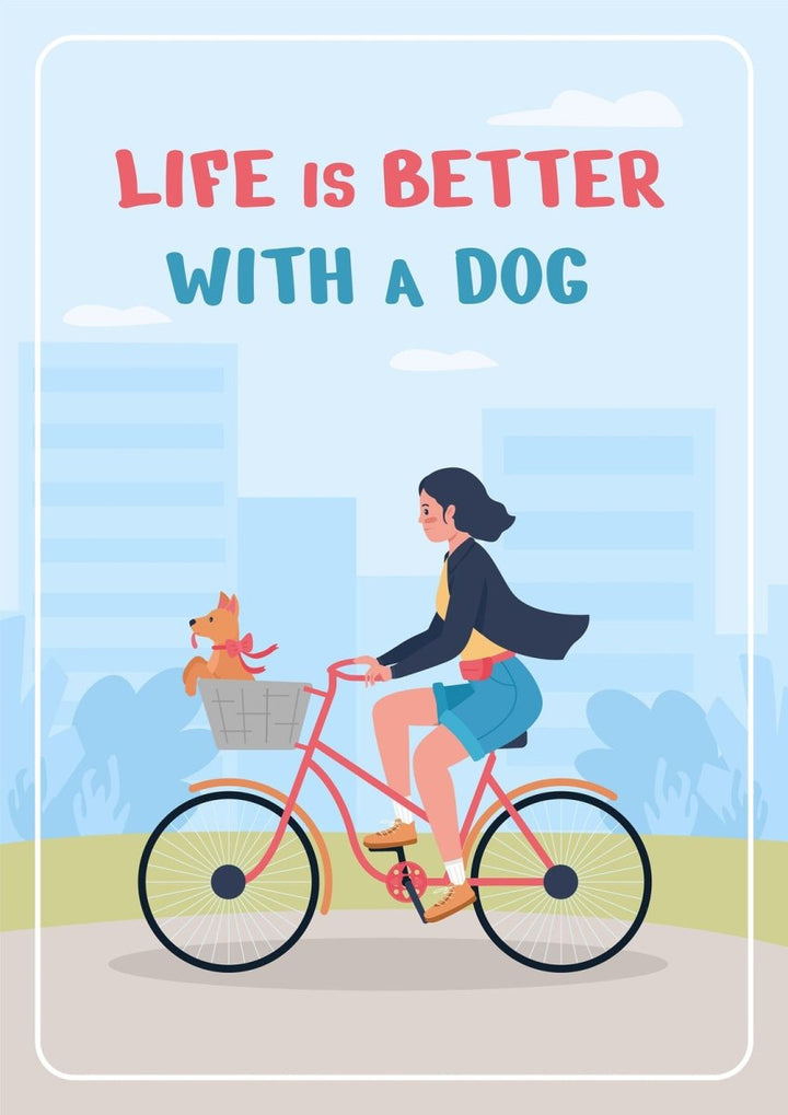 Family adopting dog poster flat vector templates