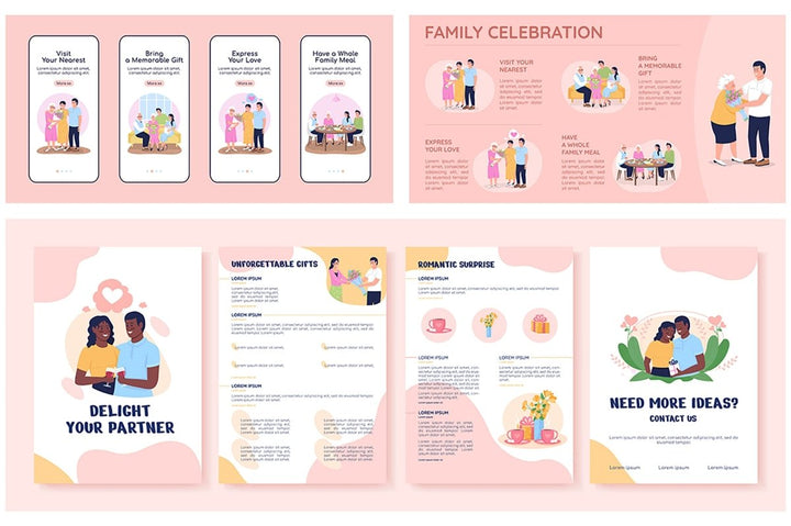 Family celebration vector template bundle