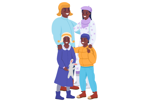 Family in Cold Weather Characters Set