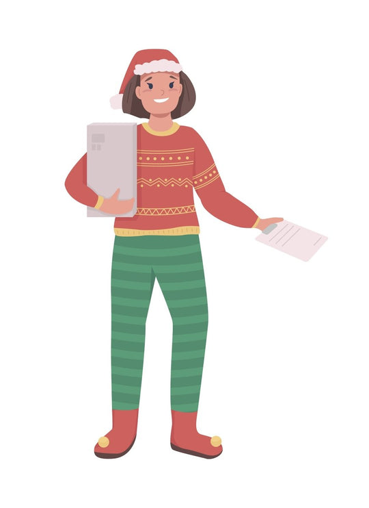 Family on Christmas semi flat color vector characters set