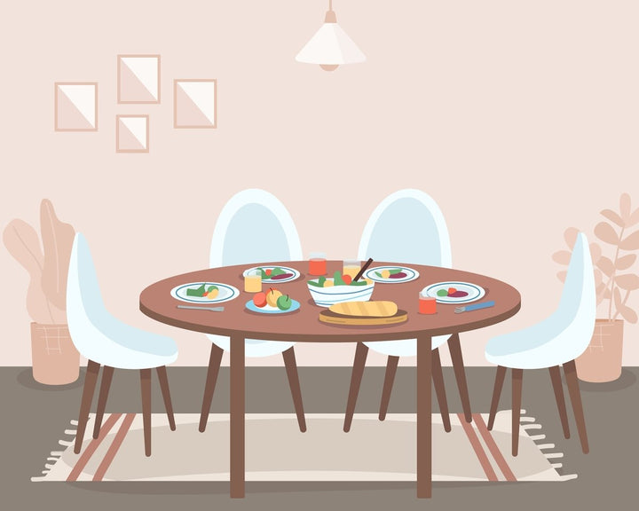 Family pastime color vector illustrations set