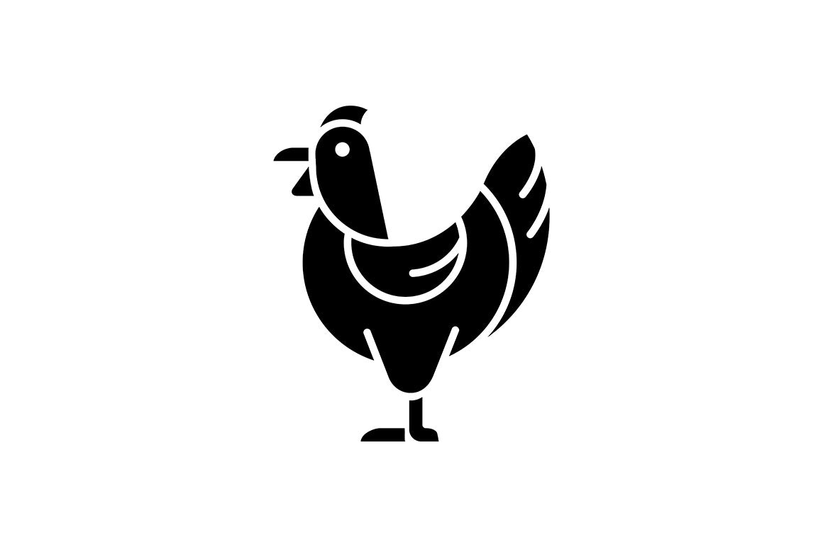 Farm birds for poultry black glyph icons set