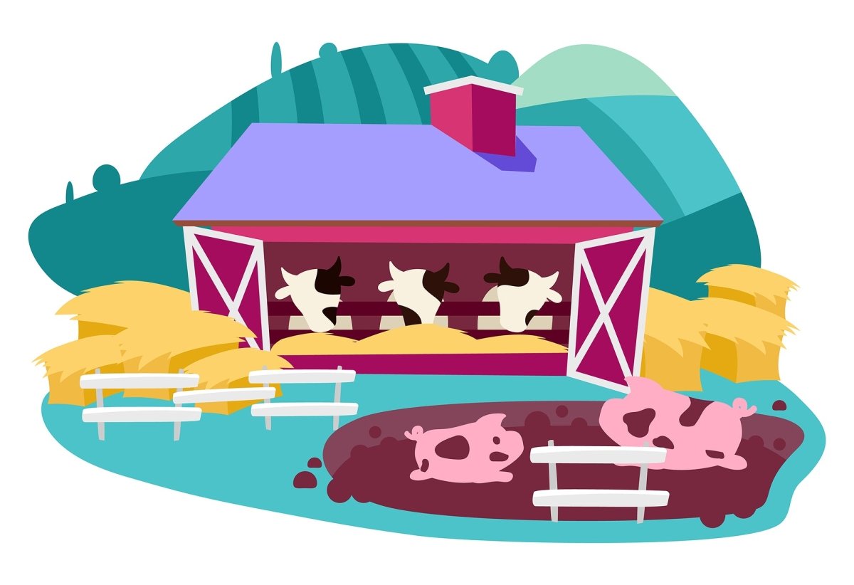 Farm flat vector illustrations set