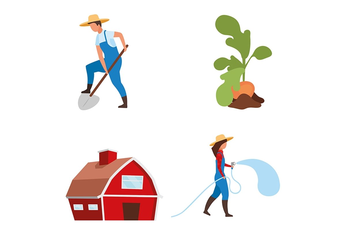 Farming flat vector illustrations set