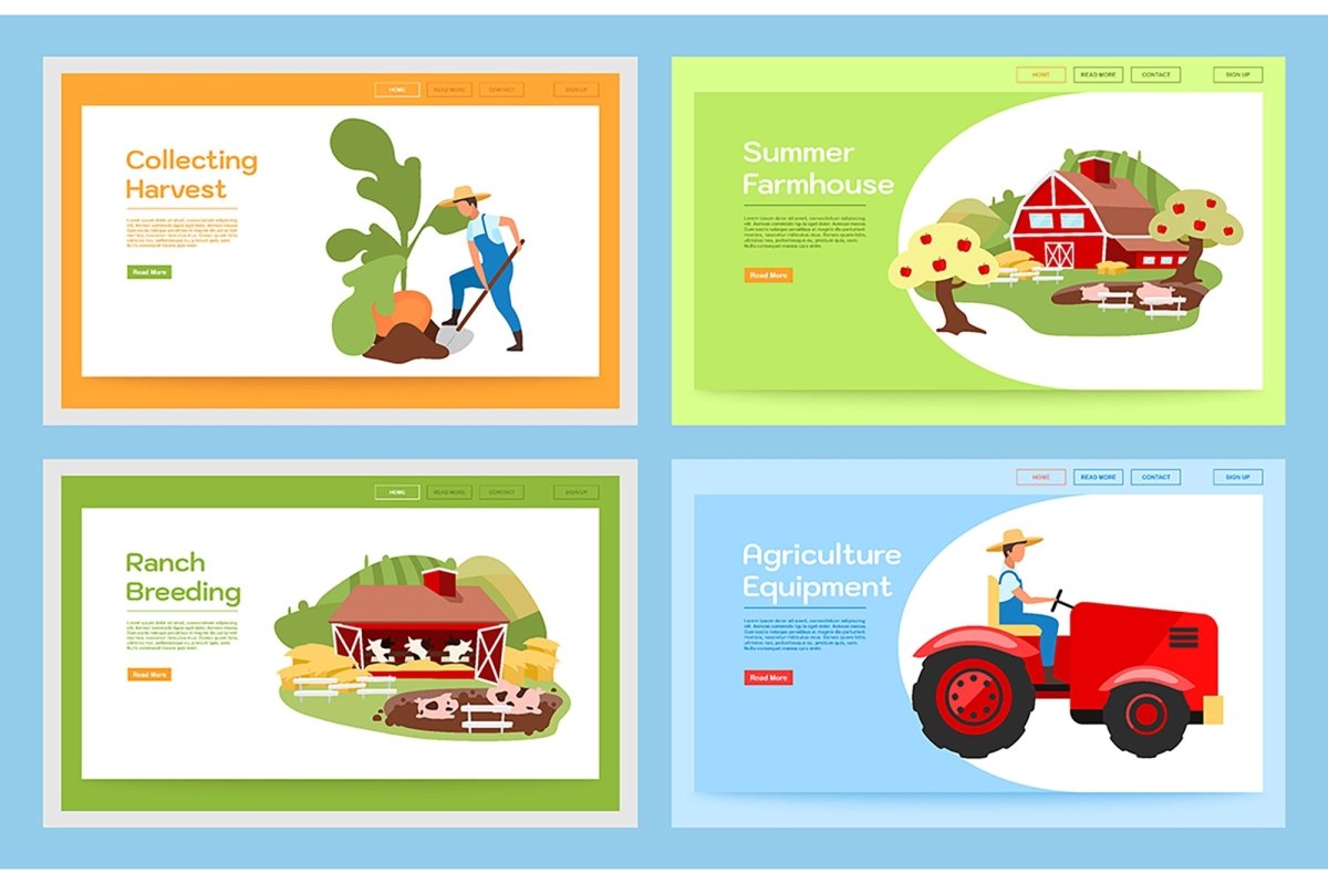 Farming landing page vector template