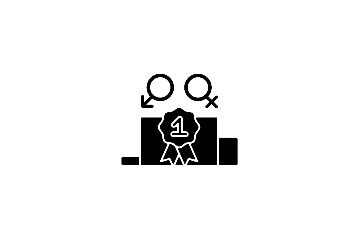 Feminism symbols black glyph icons set on white space