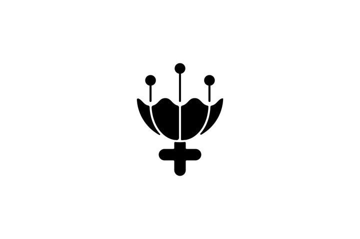 Feminism symbols black glyph icons set on white space